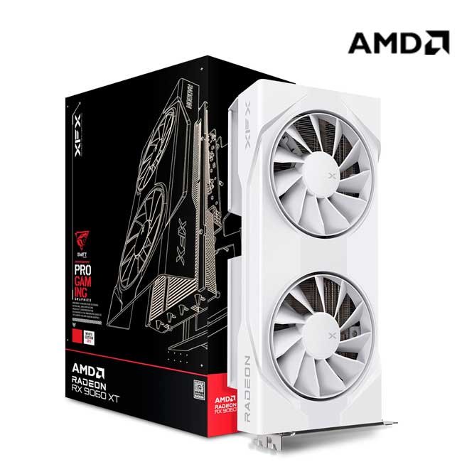 Tarjeta de Video XFX Swift AMD Radeon RX 9060 XT OC White Gaming Edition 8GB GDDR6 PCIe 5.0 | 3320 MHz | HDMI + 2 DisplayPort