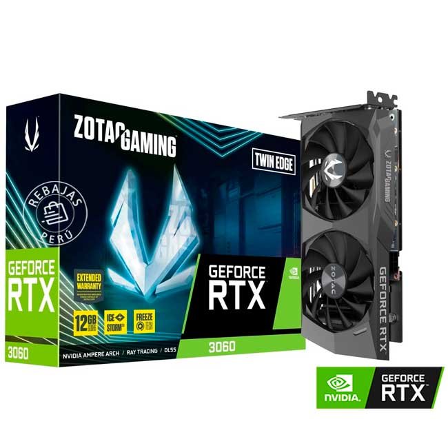 Tarjeta de Video ZOTAC GAMING GeForce RTX 3060 Twin Edge 12GB GDDR6 192-Bit IceStorm 2.0