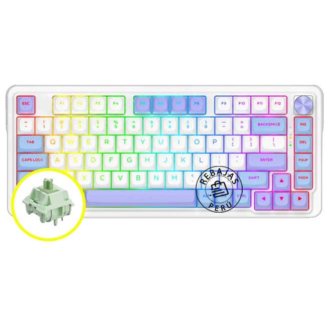 Teclado Redragon UCALMAX-RGB K673WBP | 75%, Gasket, RGB, Mint Mambo, Wireless