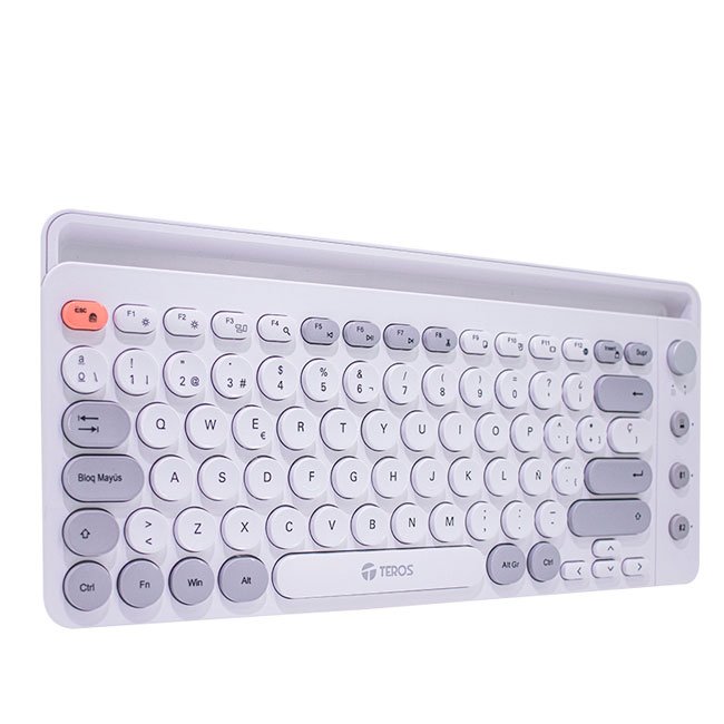 Teclado inalámbrico TEROS TE-4070S Bluetooth 3.0/5.2 y 2.4GHz 80 teclas blanco
