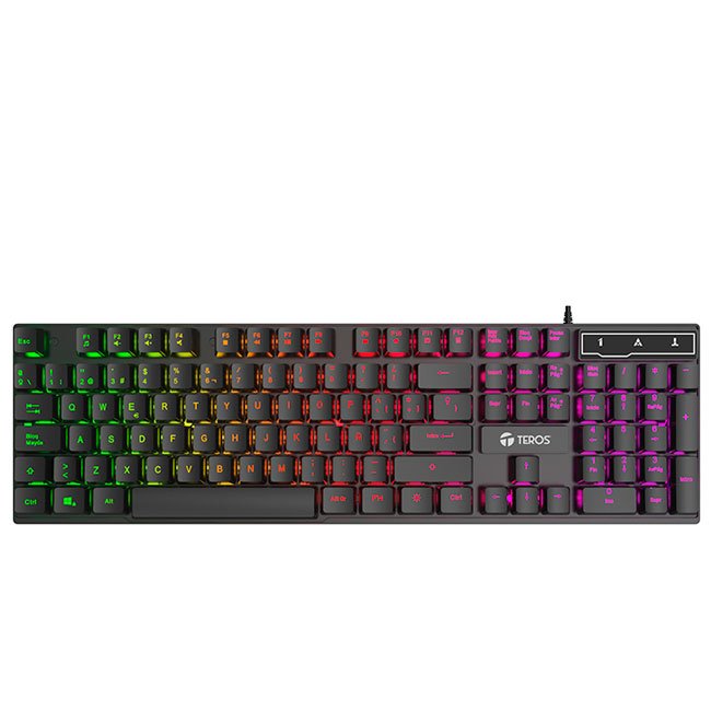 Teclado Gamer TEROS TE-4072G con Retroiluminación RGB, Español, USB, Negro