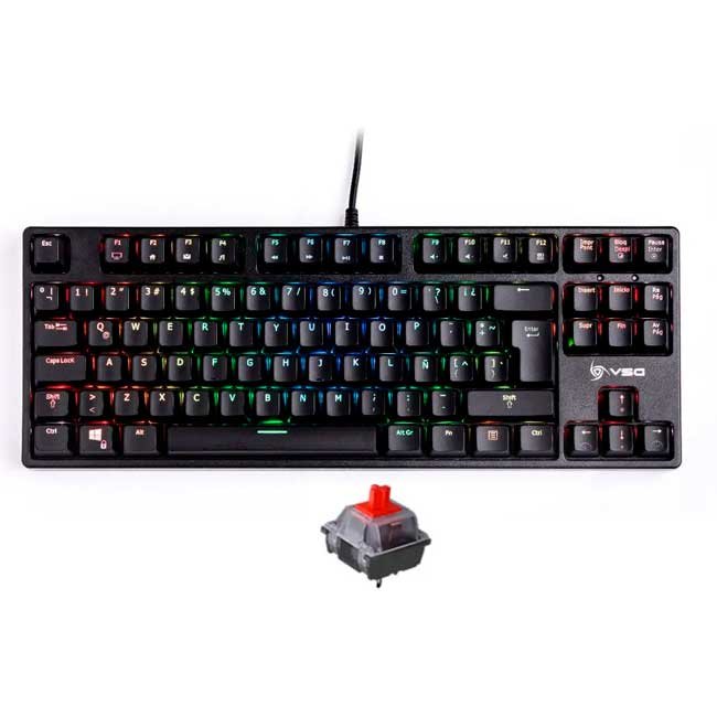 Teclado VSG Alnitak TKL RGB Black Mecánico Switch Red – Lineal, 87 Teclas, RGB 16.8M, ISO LATAM, Gaming