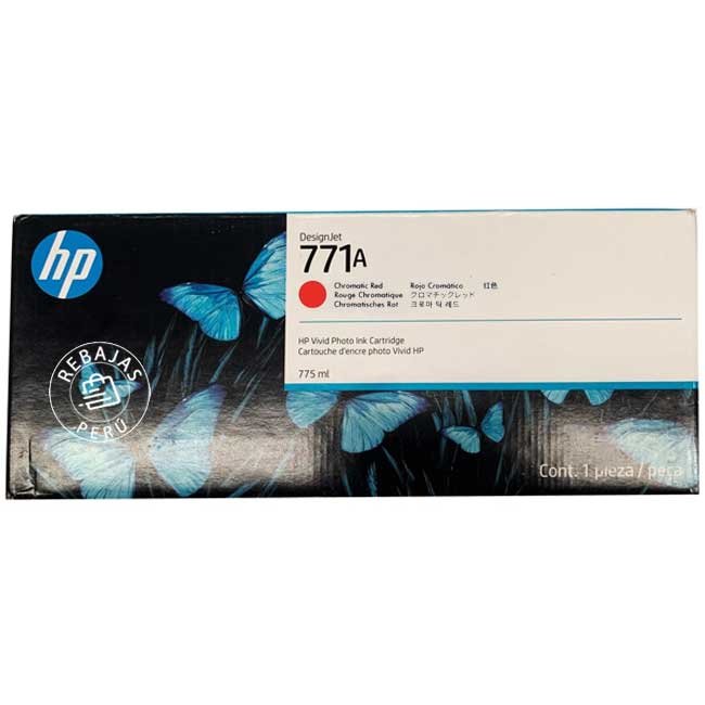 Tinta HP B6Y16A 771 Chromatic Red 775ml Original (CE038A) Alta Calidad
