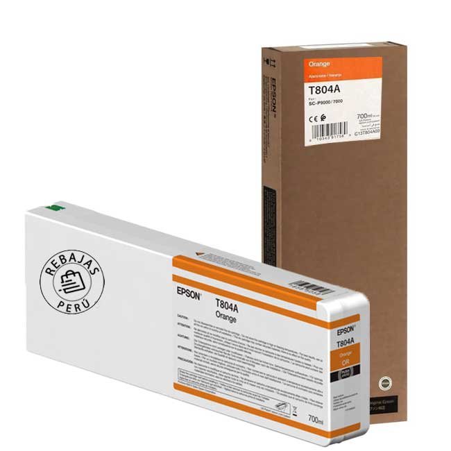 Tinta Epson T804A00 Ultrachrome HD Orange 700ml Original y Rendidora