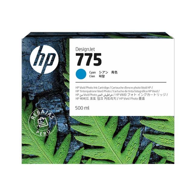 Tinta HP 775 Cyan original 1XB17A de 500 ml para plotters HP
