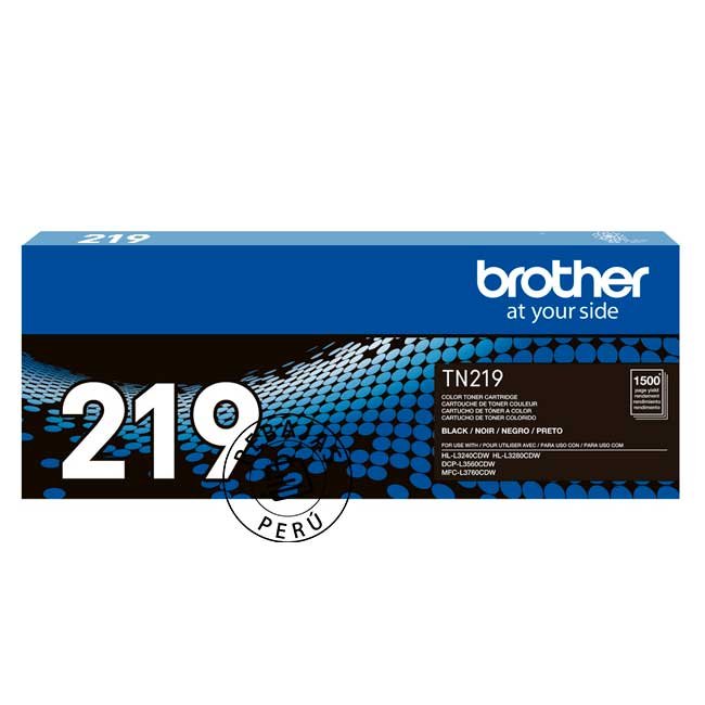 Tóner Brother TN-219BK Negro Original 1500 Páginas para L3560 L3760 L3280