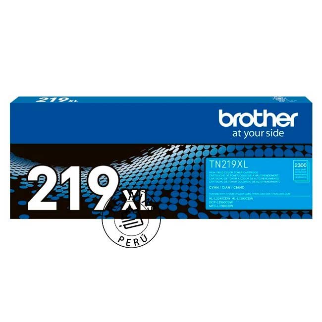 Tóner Brother TN-219XLC Cian Original Alto Rendimiento 2300 Páginas para L3560 L3760 L3280