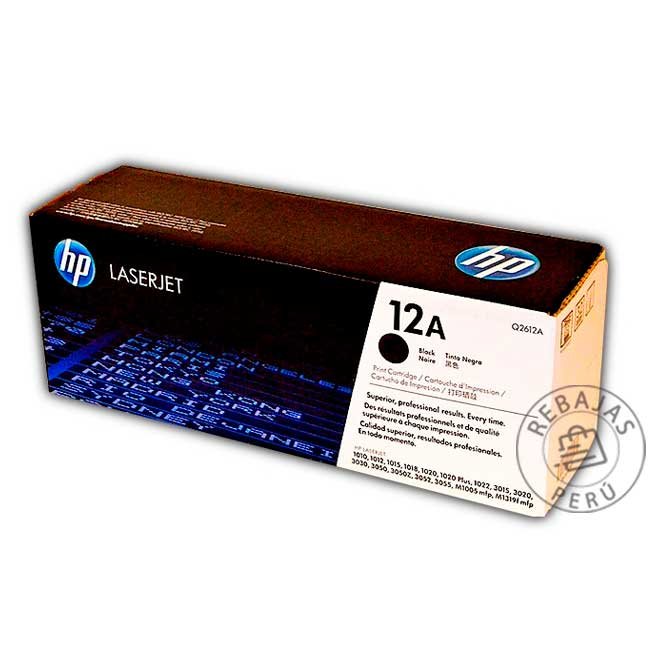 Tóner HP 12A Q2612A Original Negro 2000 Páginas Compatible LaserJet 1020, 1022 y M1319