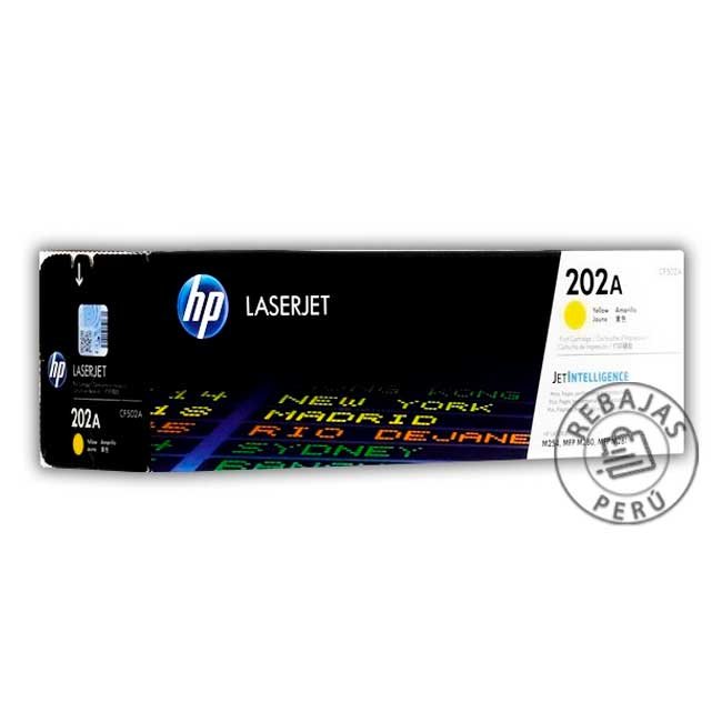 Tóner HP 202A CF502A Original Yellow 1300 Páginas Compatible Color LaserJet Pro M254, M280 y M281