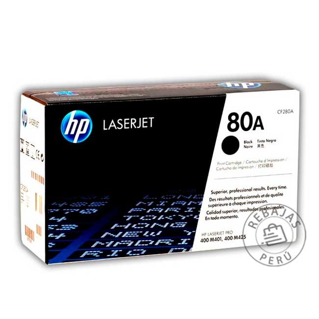 Tóner HP 80A CF280A Original Negro 2700 Páginas