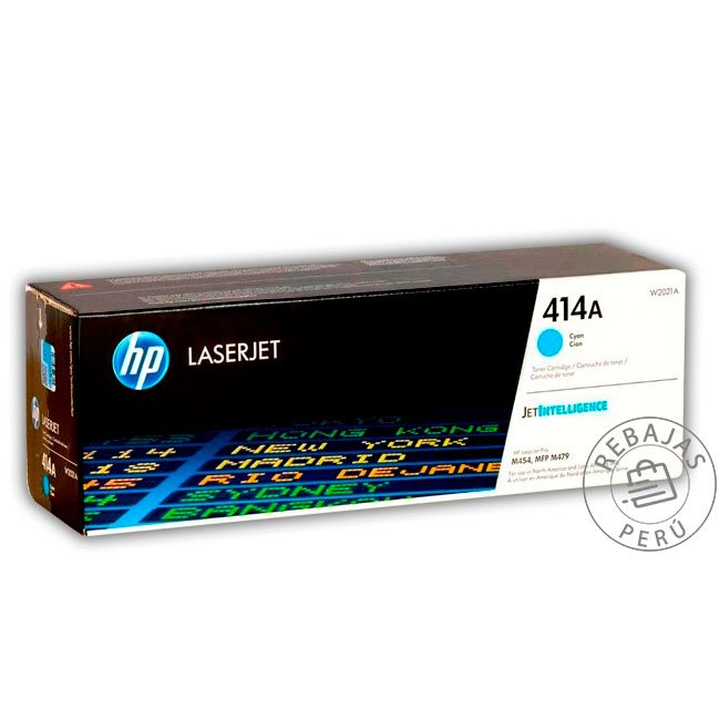 Toner HP W2021A 414A Cyan Original para LaserJet M454 y M479