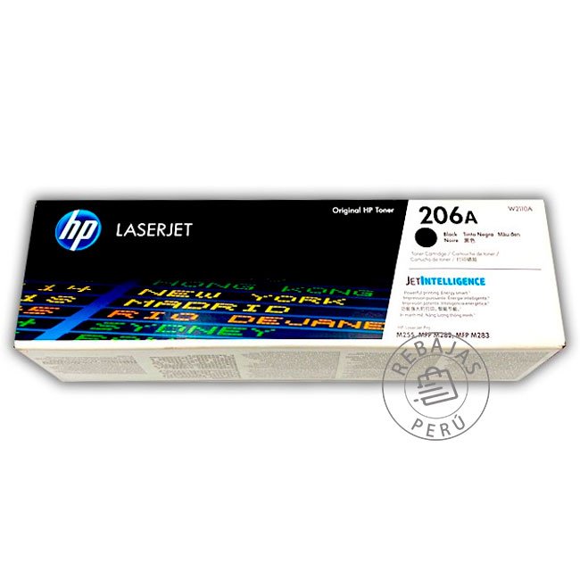 Toner HP W2110A 206A Negro Original para Color LaserJet Pro M255 y M282