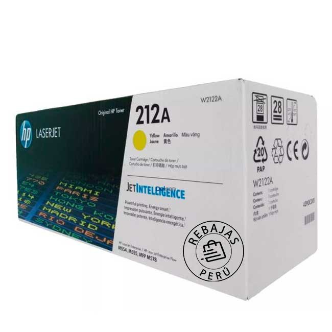 Tóner HP W2122A Amarillo 212A Original 4500 Páginas para M555 M578
