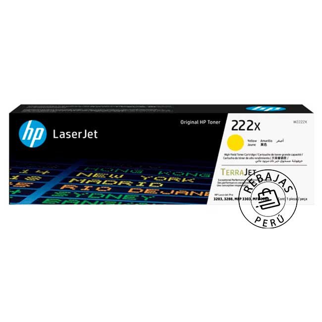 Tóner HP W2222X Amarillo 222X Original 2500 Páginas para M3303fdw