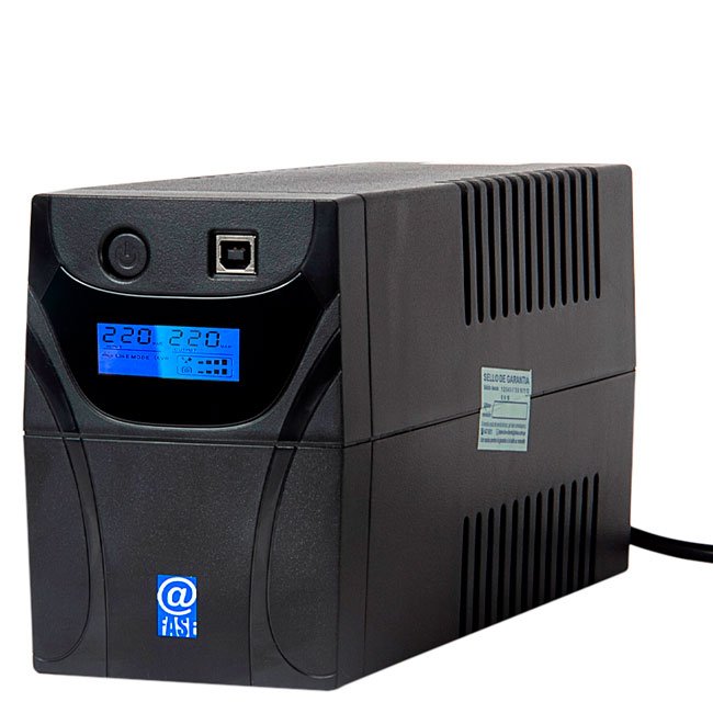 UPS Interactivo Elise AUR-850-LCD-USB 850VA/480W con Pantalla LCD, Puerto USB-HID, 4 Tomas Universales